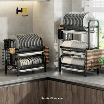 Multi-Tiered Dish Organizer – Space-Saving Kitchen Rack