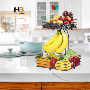 2-Tier Countertop Fruit Basket with Banana Hook