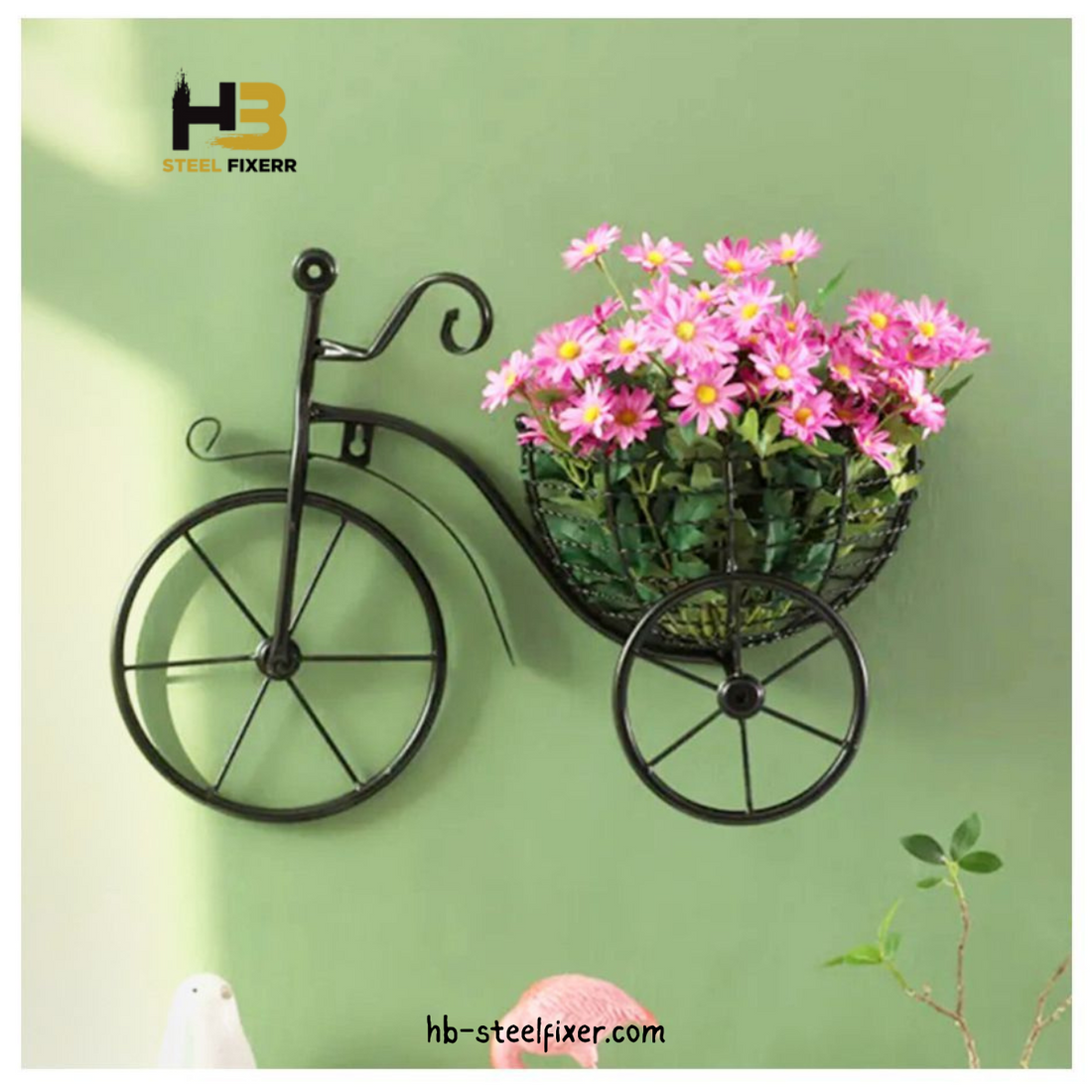 Bicycle-Shaped Iron Wall Hanging Flower Holder