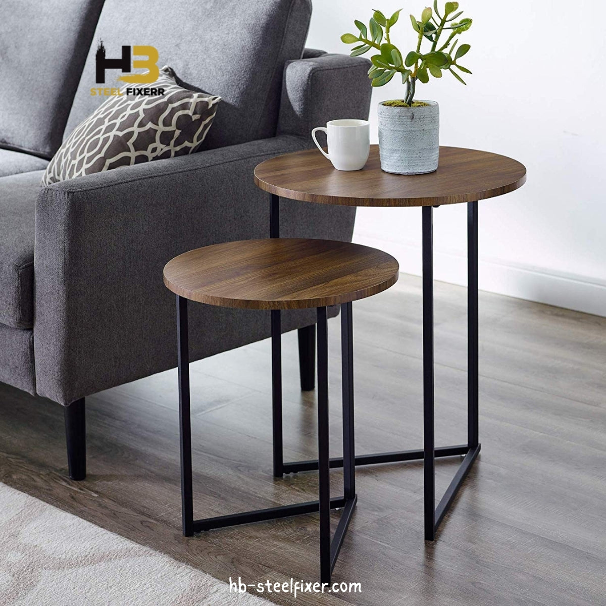 Set of 2 V-Leg Nesting Side Tables