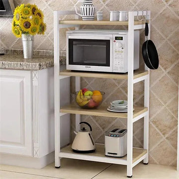 4-Tier Kitchen Microwave Rack – Heavy-Duty Storage with Sleek Black Finish