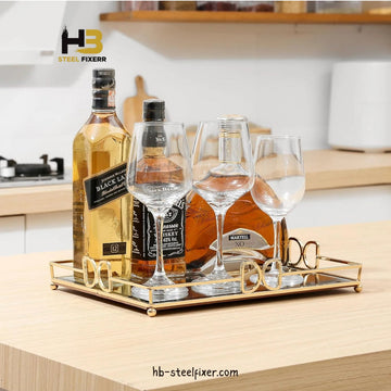 Nordic Style Rectangular Gold Mirror Tray