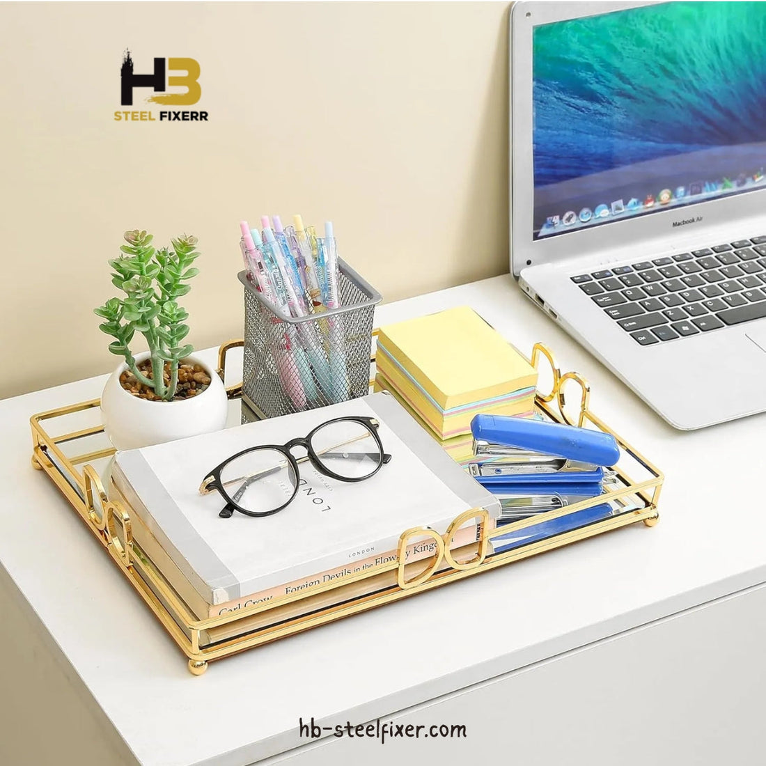 Nordic Style Rectangular Gold Mirror Tray