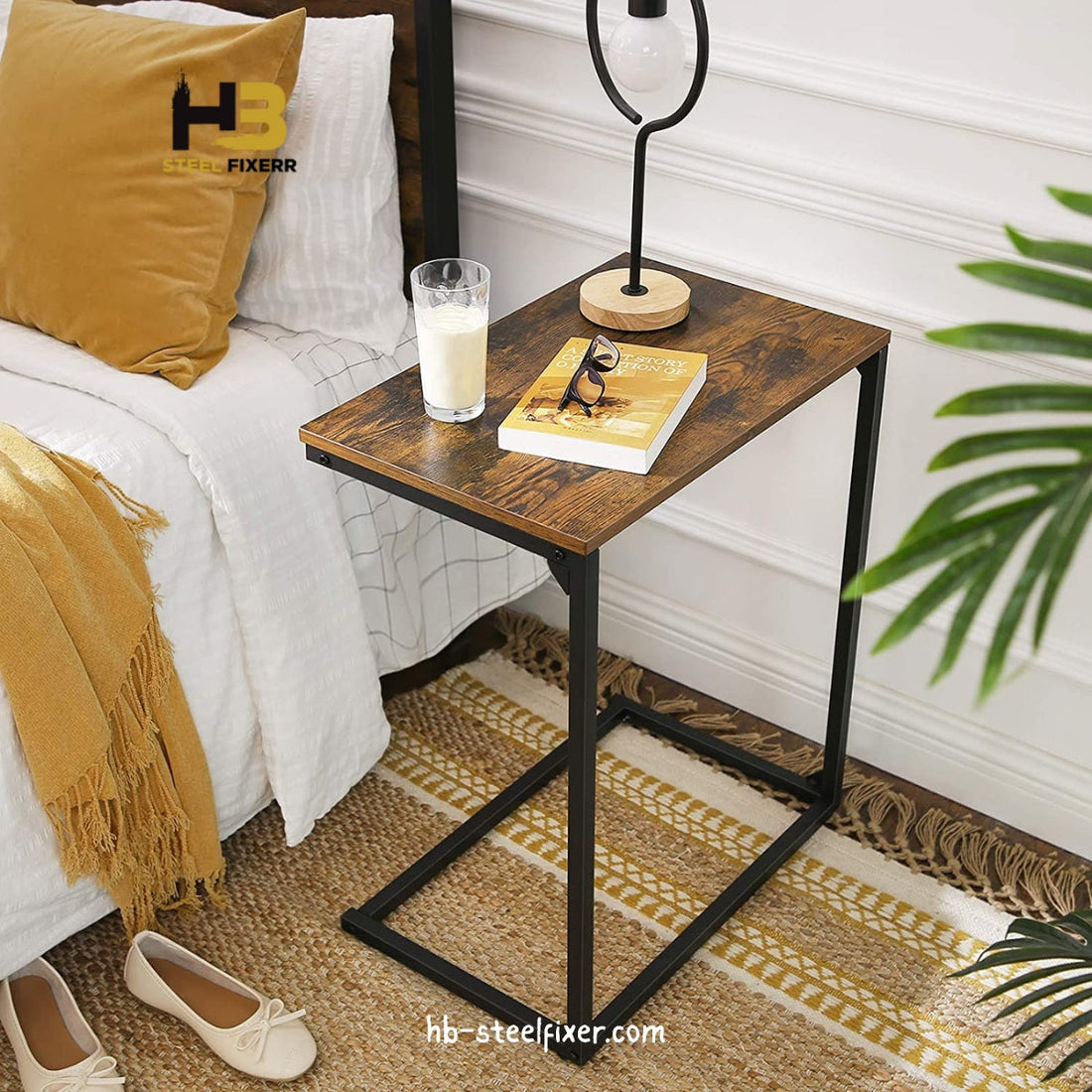 Rustic C-Shaped Side Table