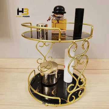 2-Layer Rotating Cosmetic Organizer Tray