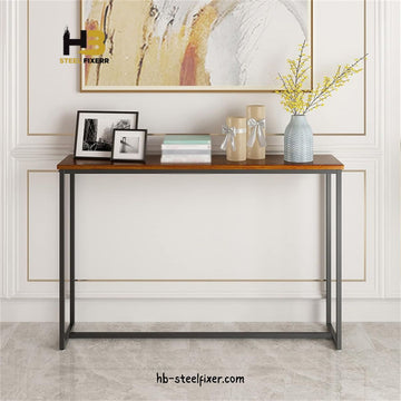 Large Narrow Console Table – Black MDF Top with Metal Frame