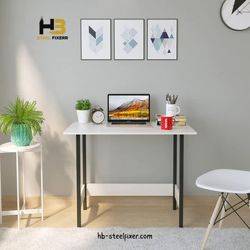 Wilton Computer Desk – High-Gloss MDF with Steel Frame