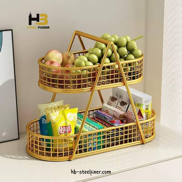 2-Tier Countertop Fruit Basket – Kitchen Organizer & Storage Rack
