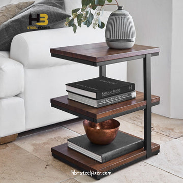 Allen Rectangular Tiered End Table – Fully Assembled, Modern Iron Frame