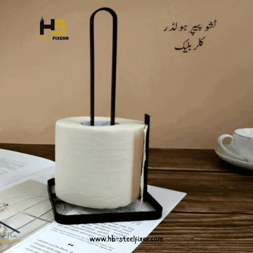 Black Metal Kitchen Tissue Roll Holder Stand