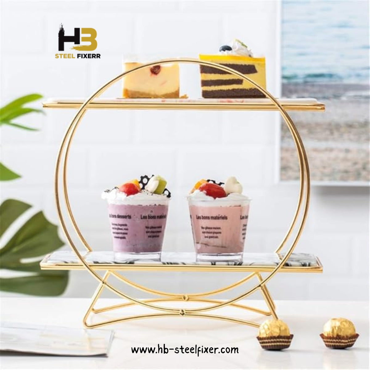 2-Tier Gold Shelf Rack – Multi-Use for Kitchen & Makeup Essentials