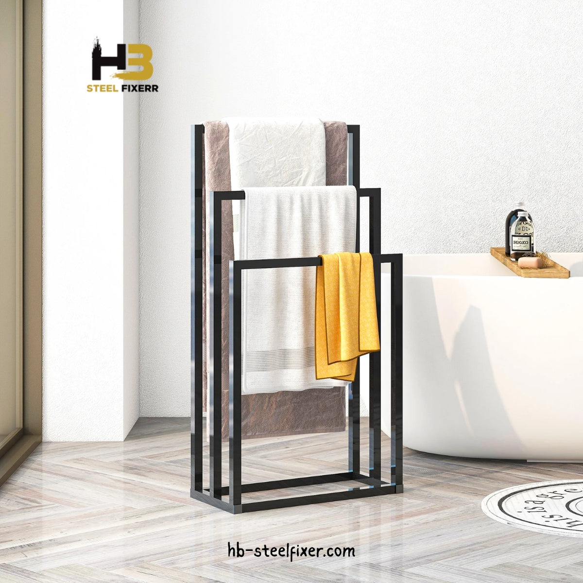 3-Tier Freestanding Towel Rack – Handcrafted Bathroom Organizer