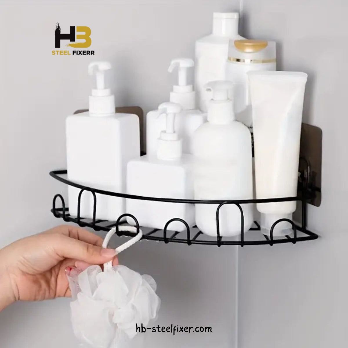 Triangle Corner Shower Rack – Wall-Mounted Bathroom & Kitchen Organizer