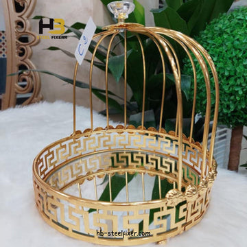 Metal Bird Cage Shaped Makeup Organizer