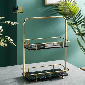 Dubble Dessert Tray with Golden Metal