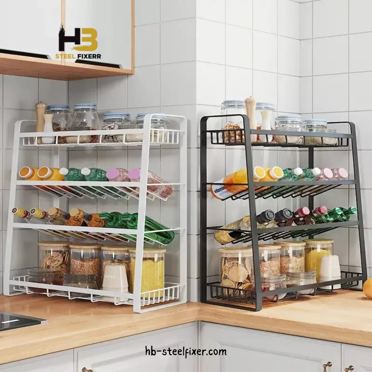 Multifunctional Kitchen Shelf – 3-Tier Countertop Organizer