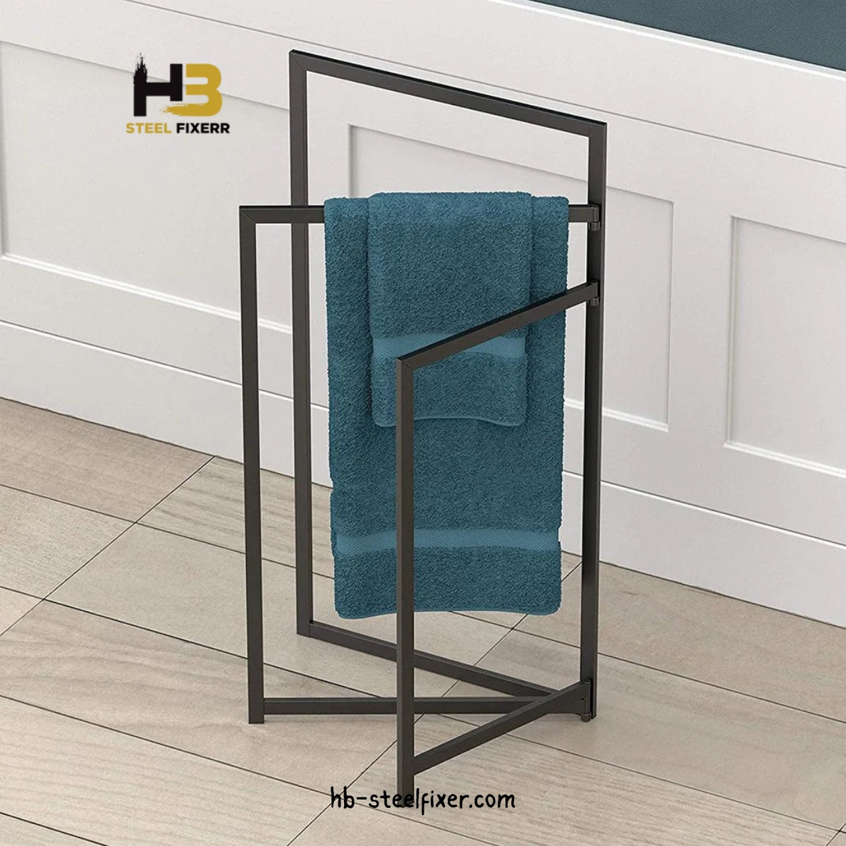 3-Way Steel Towel Rack – Modern Freestanding Bathroom Organizer