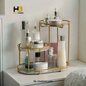 3-Tier Golden Makeup Organizer