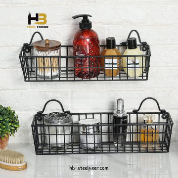 Matte Black Wall-Mounted Wire Baskets