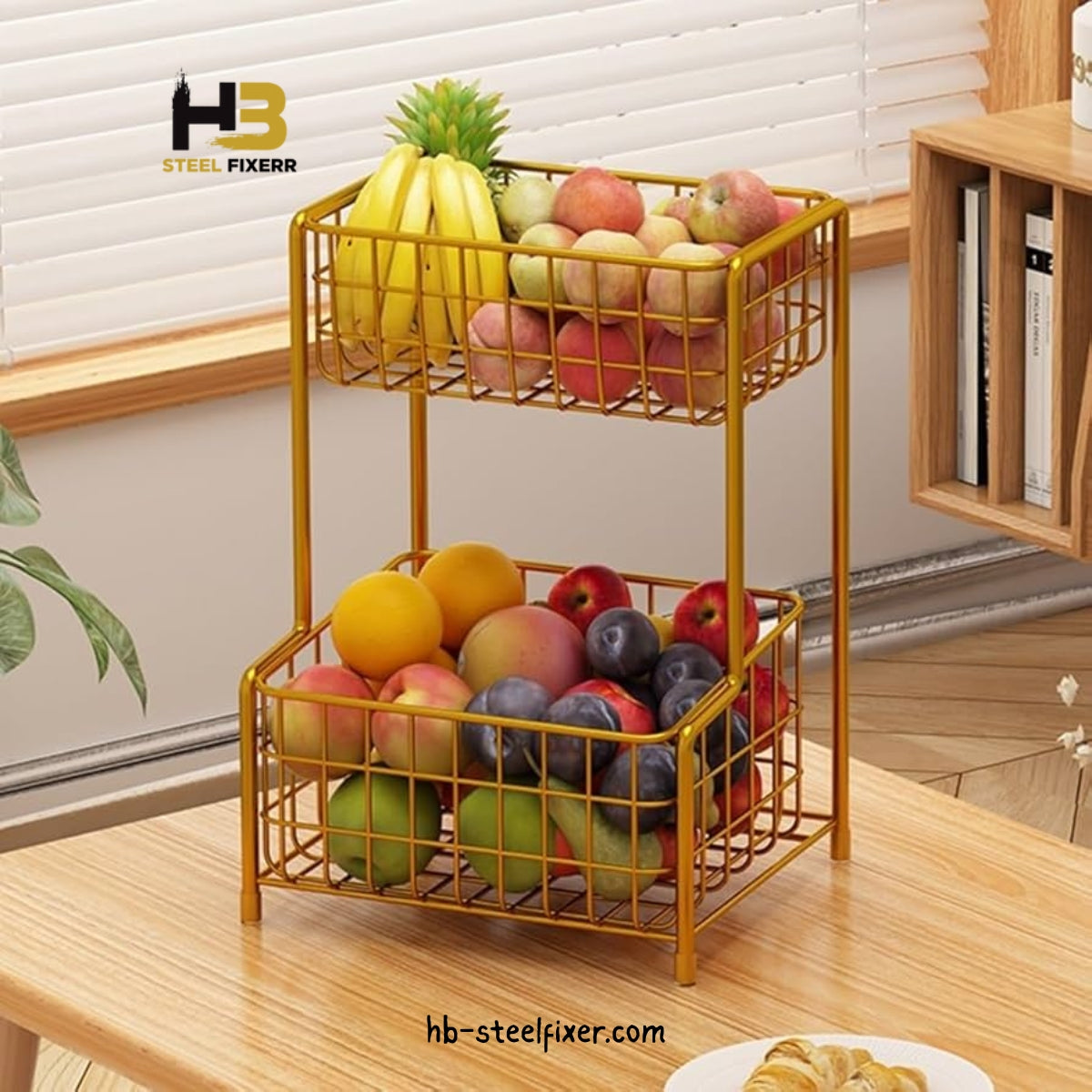 2-Tier Countertop Kitchen Fruit Basket – Multipurpose Storage