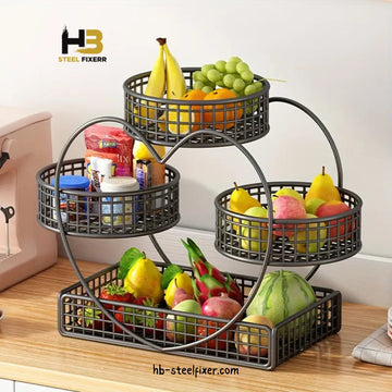 Heart-Shaped 3-Tier Metal Fruit Basket