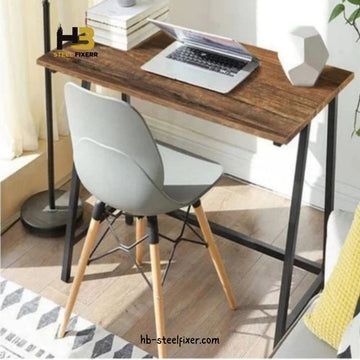 MetalX Home Study Table – Walnut MDF Top with Black Iron Frame