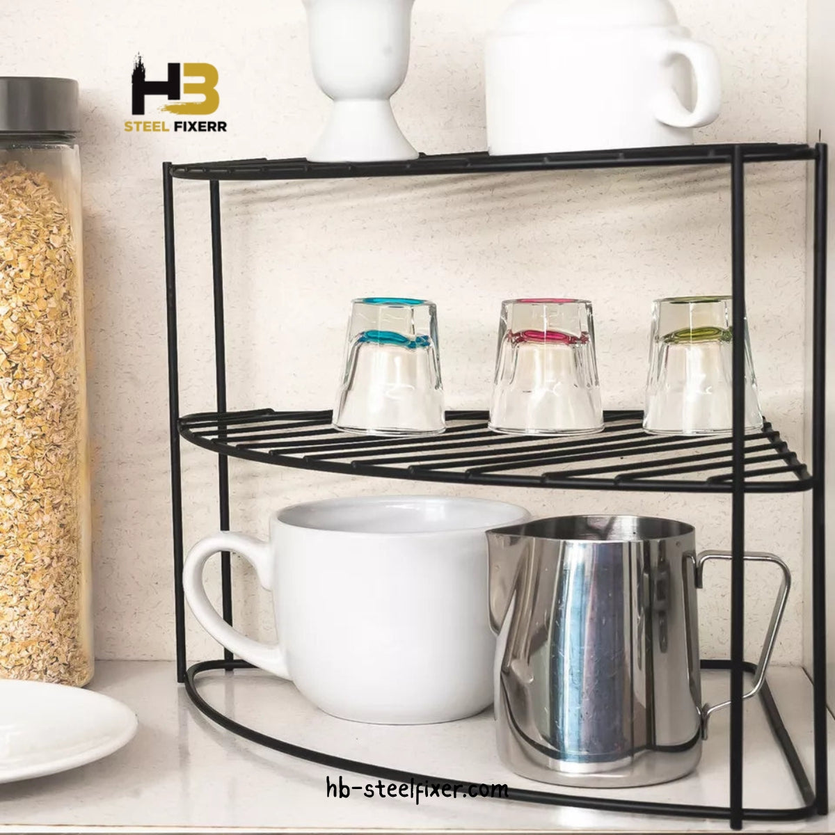 3-Tier Kitchen Corner Shelf – Space-Saving Metal Cabinet Organizer Stand