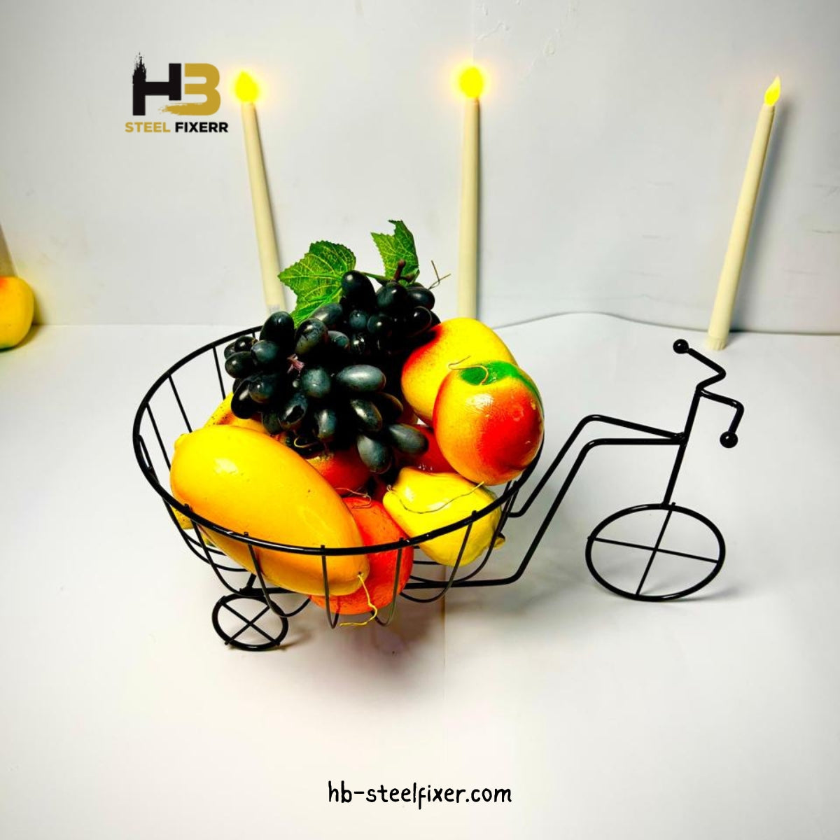 Metal Bicycle Fruit Basket – Decorative Display Basket by HB Steel Fixerr