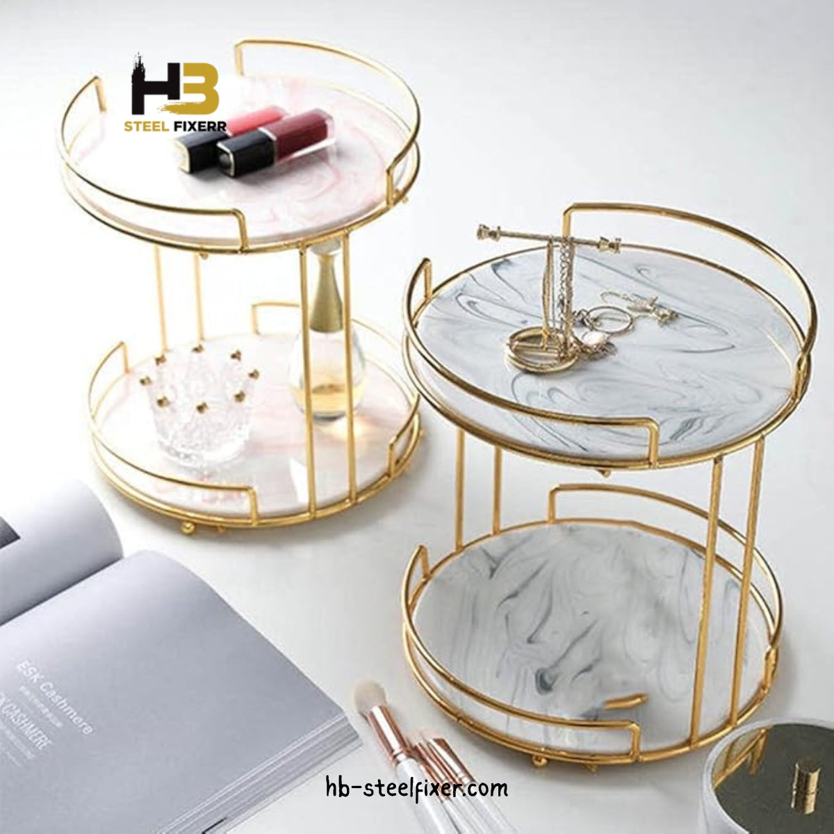 Double-Layer Jewelry & Cosmetics Storage Tray – Modern Vanity Organizer