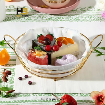 Elegant Gold Fruit Bowl – Decorative Kitchen Storage Basket