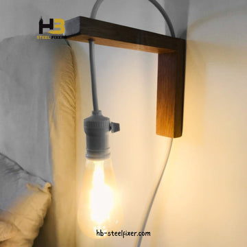 Wall-Mounted Wooden Bedside Lamp