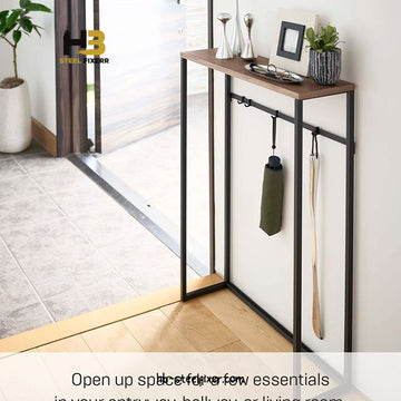 Small Hallway Console Table – Black MDF Top with Metal Frame