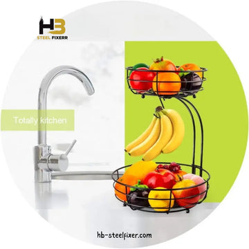 3-Tier Metal Fruit Basket Stand – Decorative Lotus