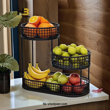 Elegant Multi-Tier Metal Fruit Basket – Luxury Hollow Design