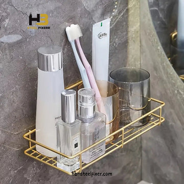 Bathroom Wall-Mounted Square Storage Rack – Iron Shelf