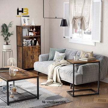 Rustic C-Shaped Side Table