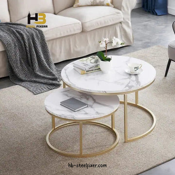 Set of 2 Round Acrylic Top Coffee Tables