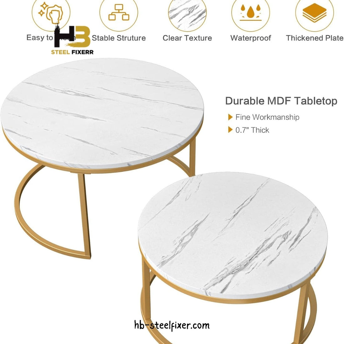 Set of 2 Round Acrylic Top Coffee Tables