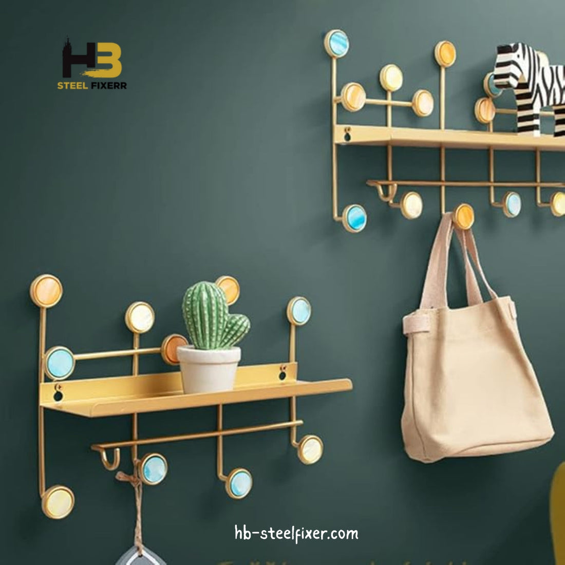 Nordic Style Wall Shelf With Hooks Rectangle