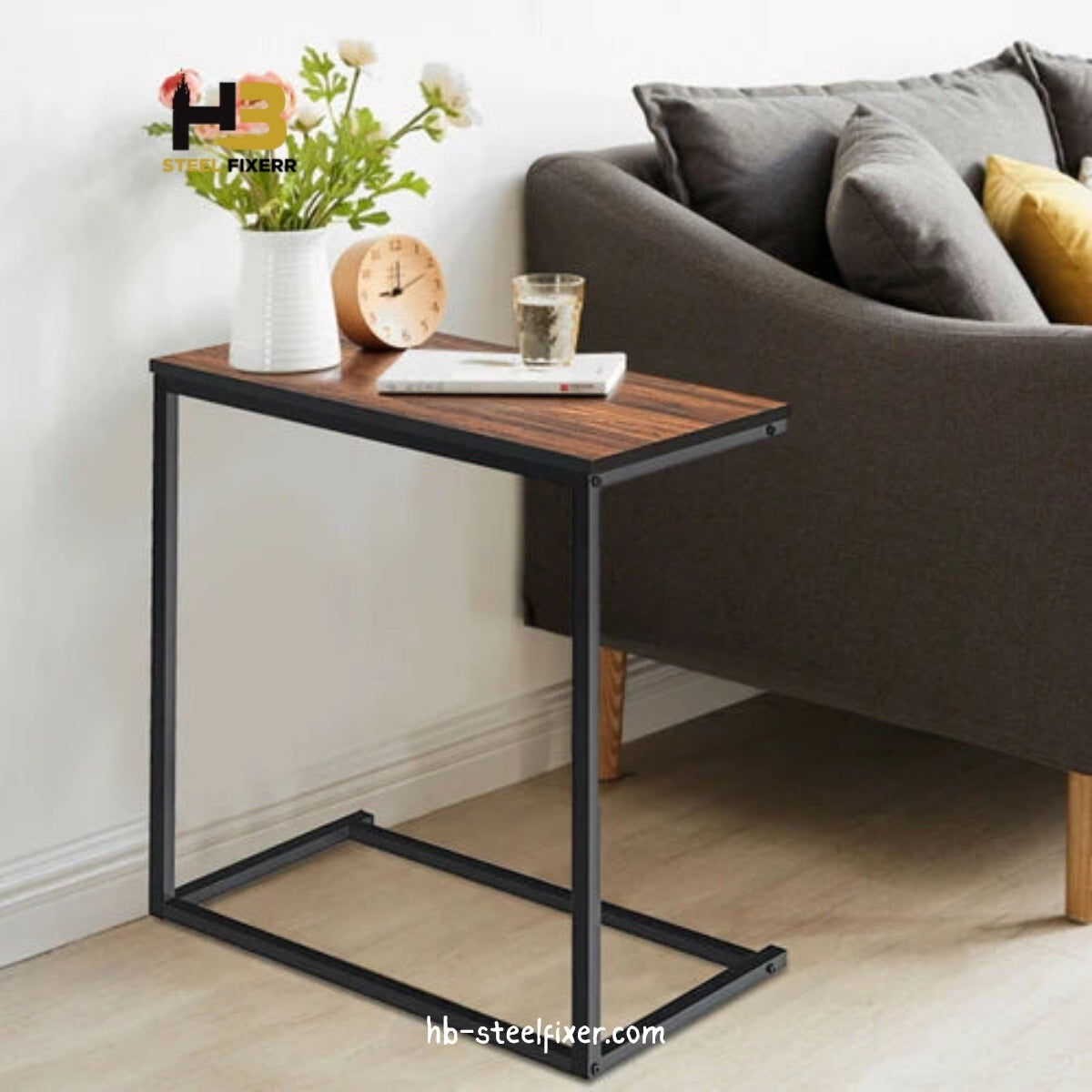 C-Shaped Industrial Side Table
