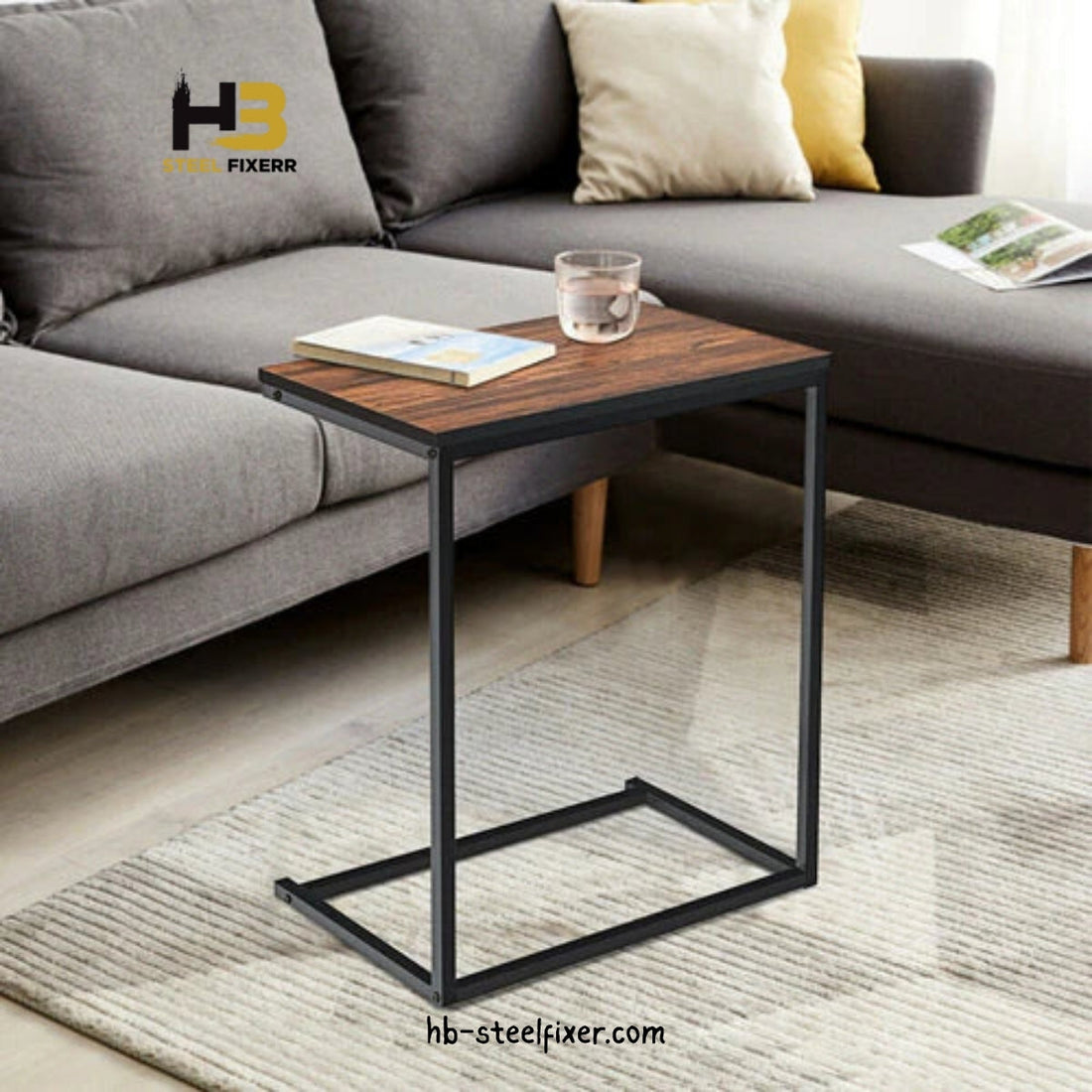C-Shaped Industrial Side Table