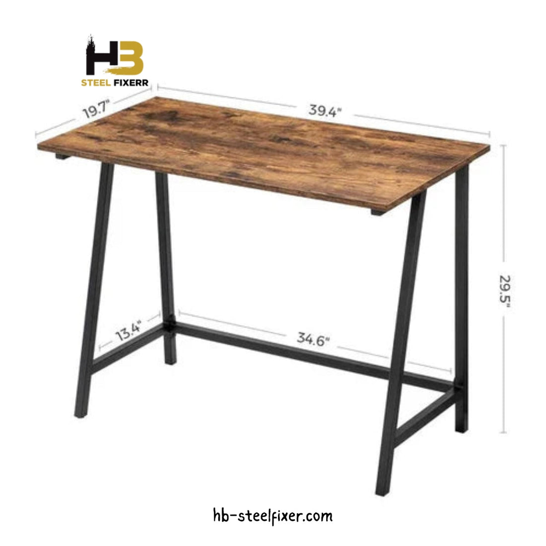 MetalX Home Study Table – Walnut MDF Top with Black Iron Frame