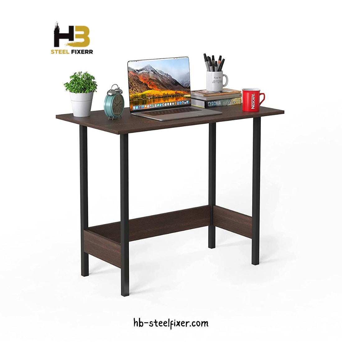 Wilton Computer Desk – High-Gloss MDF with Steel Frame