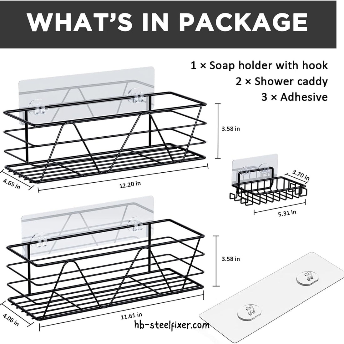 Bathroom Shelves 3-Pack – Shower Organizer