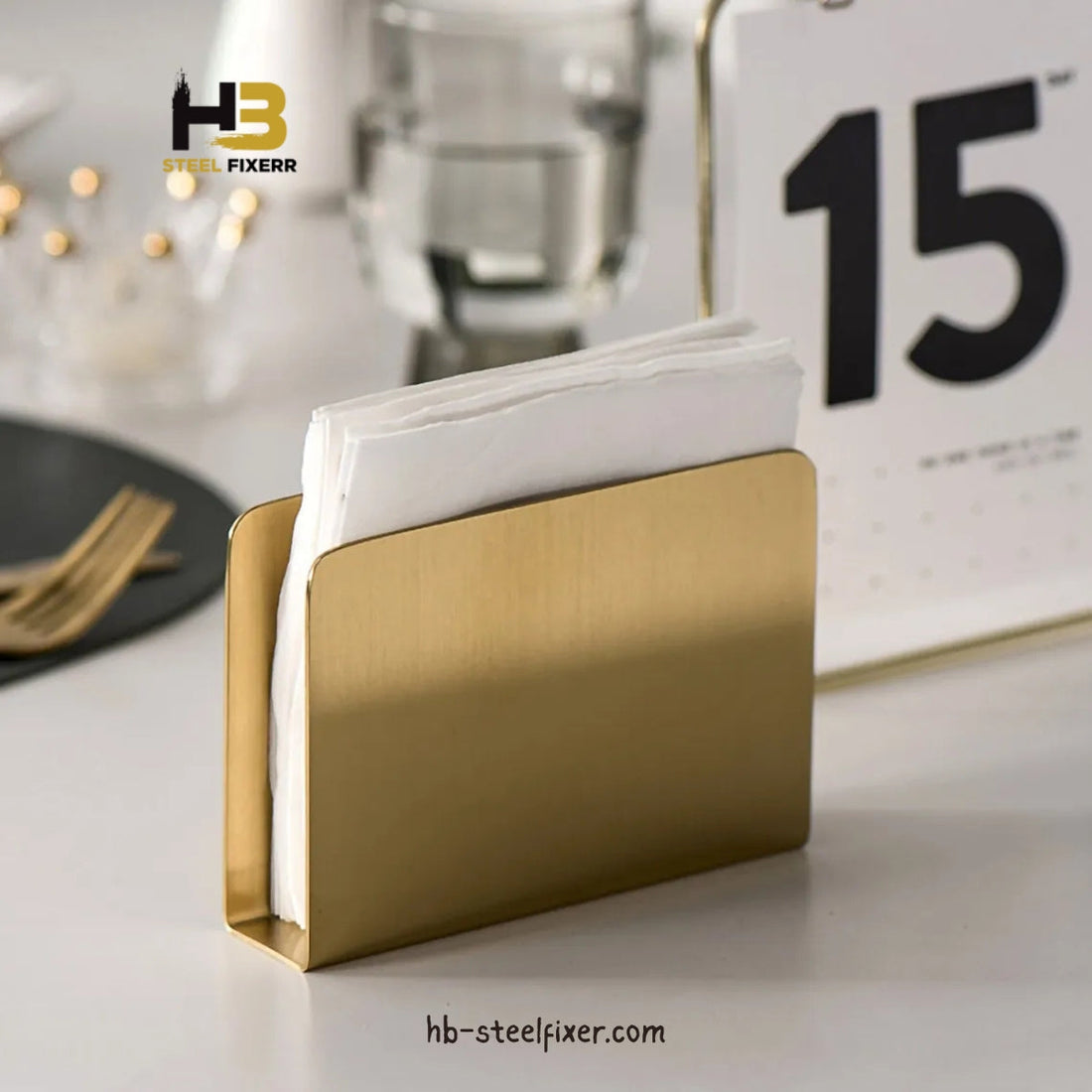 Stylish Gold Standing Tissue Holders & Desk Organizers