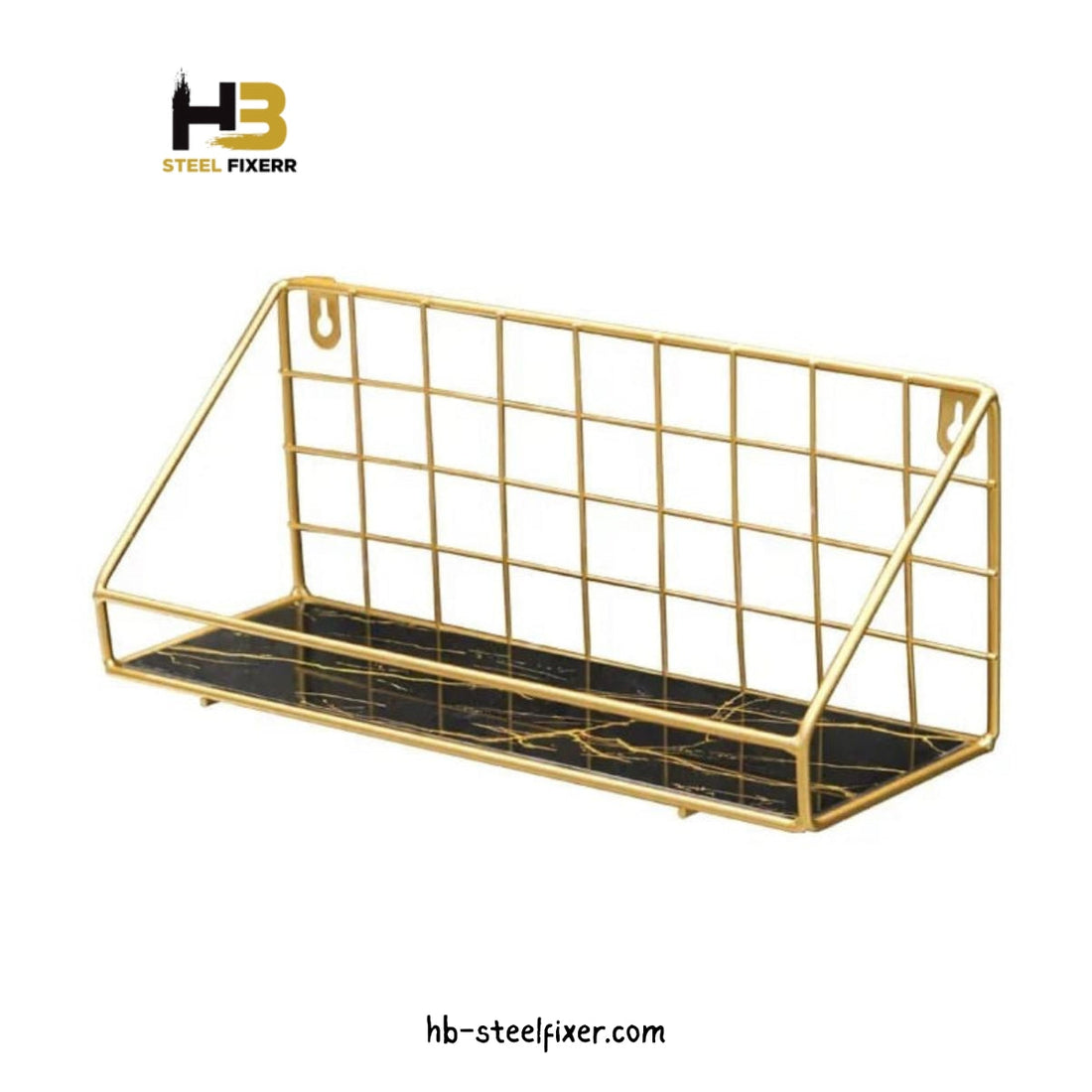 Multipurpose Wall-Mounted Storage Rack – Gold Metal Corner Shelf