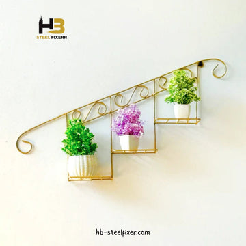 Staircase-Style Wall Hanging Floral Basket – Metal Plant Display Holder