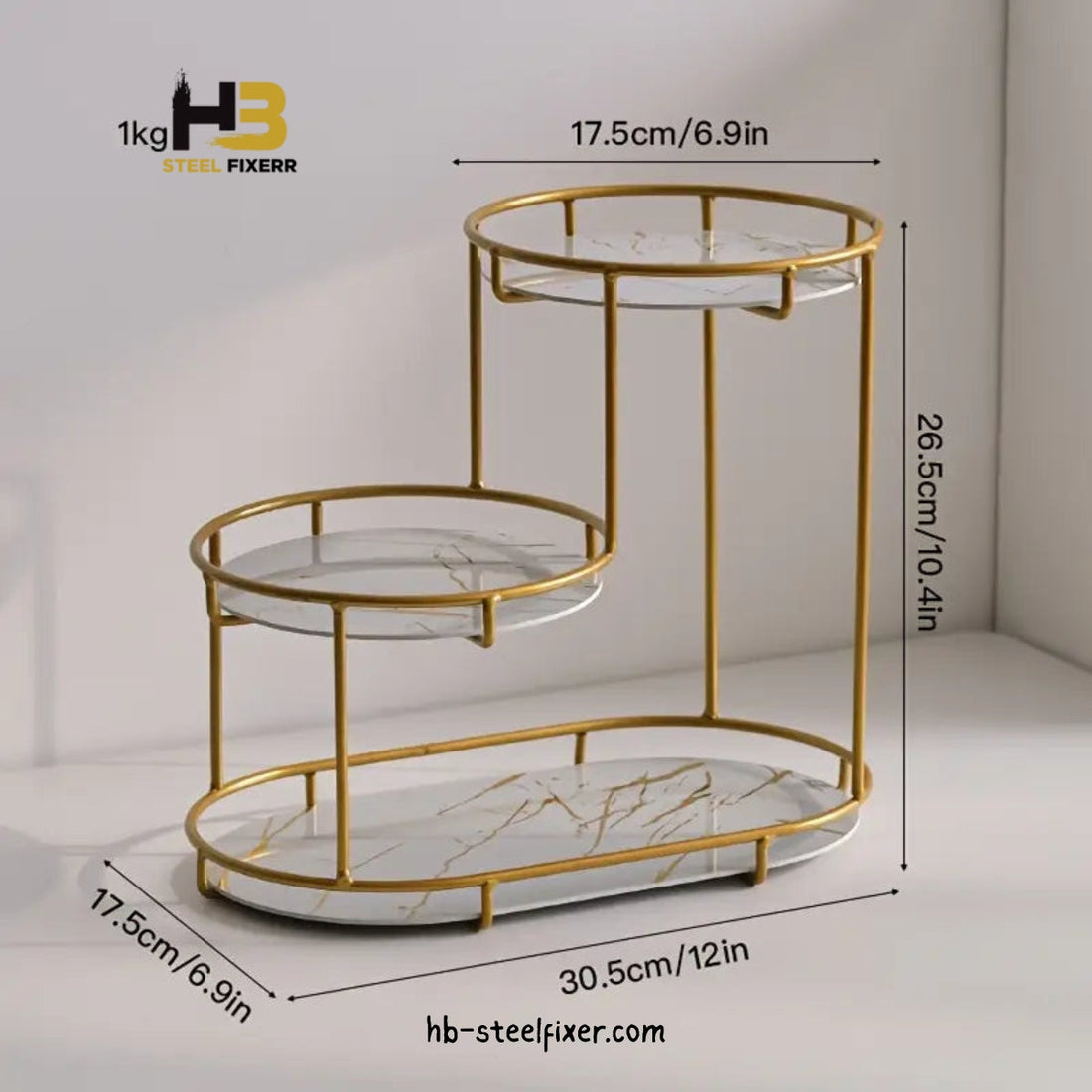 3-Tier Golden Makeup Organizer