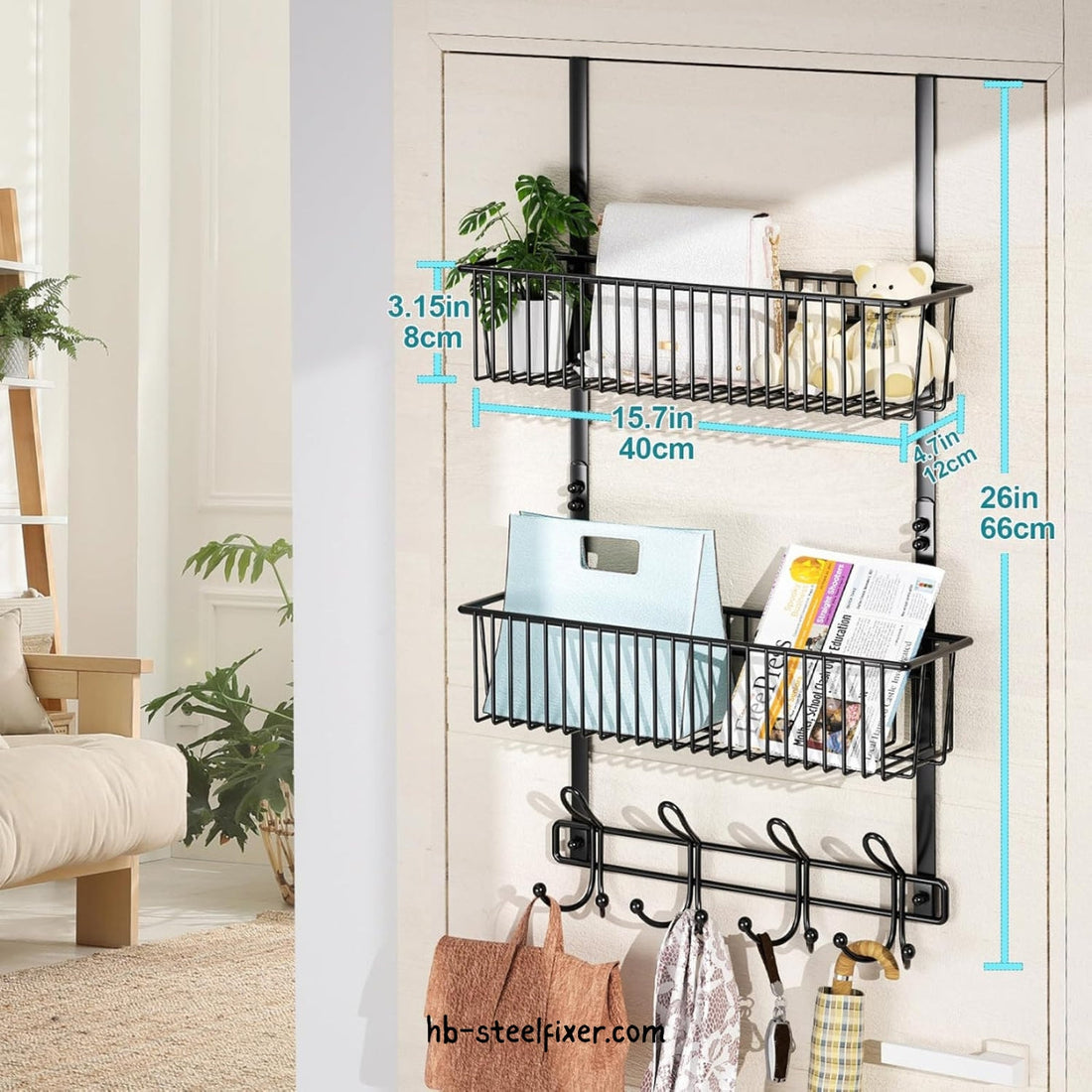 Over-the-Door Storage Hanger with 2 Baskets