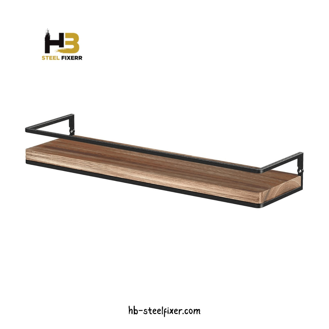 Set of 2 Rustic Floating Wooden Shelves – Wall-Mounted Storage Rack